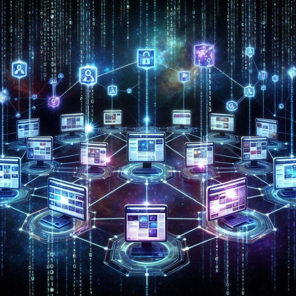 An abstract representation of a digital network with interconnected nodes and data streams, enhancing business visibility.