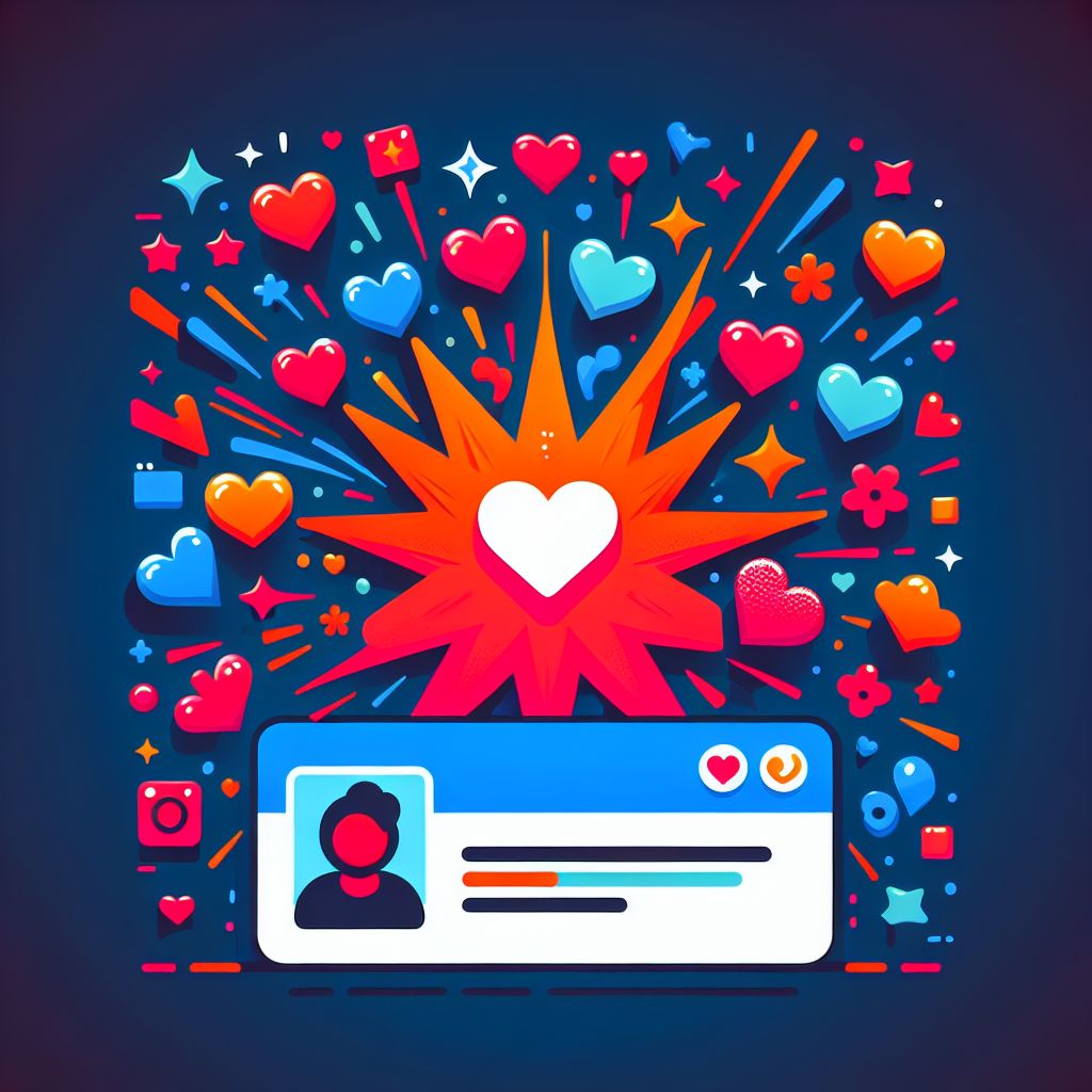 A vibrant illustration representing social media content ideas for refinishing companies with likes, hearts, and other reaction icons bursting out from a central point.