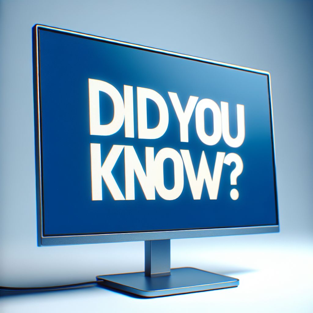 Computer monitor displaying the phrase "did you know?" in bold white letters on a blue background, pivotal for your SEO Strategy.