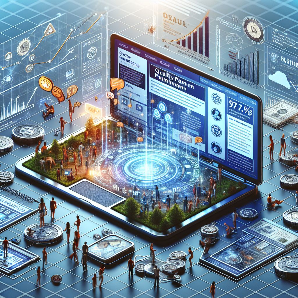 A digital illustration depicting a miniature cityscape emerging from a large tablet, surrounded by graphs, charts, and data visualizations relevant to marketing analytics tools, with miniature figures interacting in the scene.